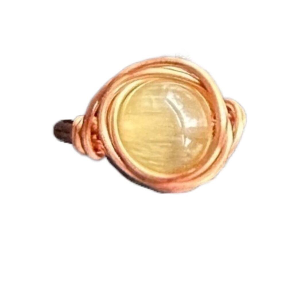 Handmade yellow cooper wire wrapped